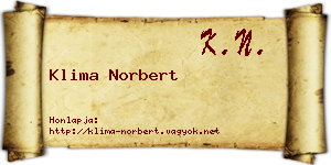 Klima Norbert névjegykártya